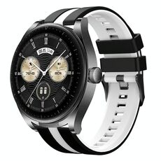 Per Huawei Watch Buds 22mm Cinturino sportivo in silicone bicolore (nero+bianco)