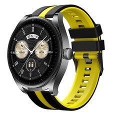 Per Huawei Watch Buds 22mm cinturino sportivo in silicone bicolore (nero + giallo)