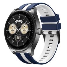 Per Huawei Watch Buds 22mm cinturino sportivo in silicone bicolore (blu + bianco)