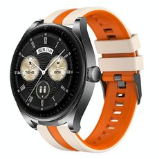 Per Huawei Watch Buds 22mm Cinturino sportivo in silicone bicolore (Starlight+arancione)
