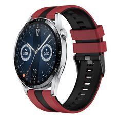 Per Huawei Watch GT3 46mm 22mm cinturino sportivo in silicone bicolore (rosso + nero)