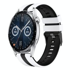 Per Huawei Watch GT3 46mm 22mm Cinturino sportivo in silicone bicolore (bianco+nero)