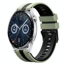Per Huawei Watch GT3 46mm 22mm Cinturino sportivo in silicone bicolore (verde chiaro+nero)