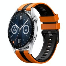 Per Huawei Watch GT3 46mm 22mm cinturino sportivo in silicone bicolore (arancione + nero)