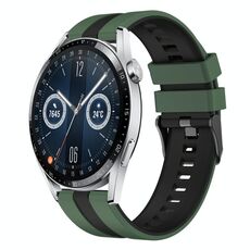 Per Huawei Watch GT3 46mm 22mm cinturino sportivo in silicone bicolore (verde oliva + nero)