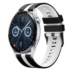 Per Huawei Watch GT3 46mm 22mm cinturino sportivo in silicone bicolore (nero + bianco)