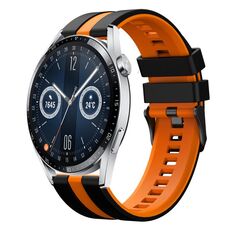 Per Huawei Watch GT3 46mm 22mm cinturino sportivo in silicone bicolore (nero + arancione)