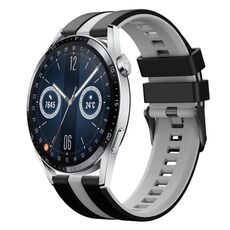 Per Huawei Watch GT3 46mm 22mm cinturino sportivo in silicone bicolore (nero + grigio)