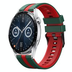 Per Huawei Watch GT3 46mm 22mm cinturino sportivo in silicone bicolore (verde + rosso)