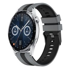 Per Huawei Watch GT3 46mm 22mm cinturino sportivo in silicone bicolore (grigio + nero)