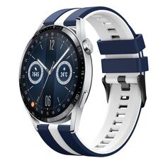 Per Huawei Watch GT3 46mm 22mm cinturino sportivo in silicone bicolore (blu + bianco)