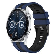 Per Huawei Watch GT3 46mm 22mm cinturino sportivo in silicone bicolore (blu + nero)