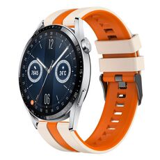 Per Huawei Watch GT3 46mm 22mm Cinturino sportivo in silicone bicolore (Starlight+arancione)