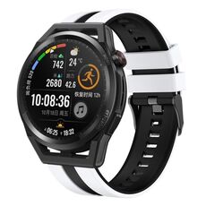 Per Huawei Watch GT Runner 22mm cinturino sportivo in silicone bicolore (bianco + nero)