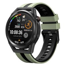 Per Huawei Watch GT Runner 22mm cinturino sportivo in silicone bicolore (verde chiaro + nero)