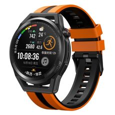Per Huawei Watch GT Runner 22mm cinturino sportivo in silicone bicolore (arancione + nero)