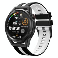 Per Huawei Watch GT Runner 22mm cinturino sportivo in silicone bicolore (nero + bianco)
