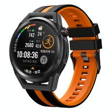 Per Huawei Watch GT Runner 22mm cinturino sportivo in silicone bicolore (nero + arancione)
