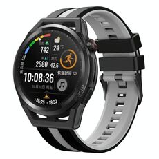 Per Huawei Watch GT Runner 22mm cinturino sportivo in silicone bicolore (nero + grigio)