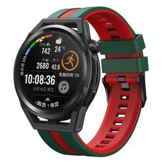 Per Huawei Watch GT Runner 22mm cinturino sportivo in silicone bicolore (verde + rosso)
