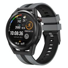 Per Huawei Watch GT Runner 22mm cinturino sportivo in silicone bicolore (grigio + nero)