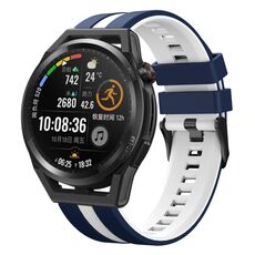 Per Huawei Watch GT Runner 22mm cinturino sportivo in silicone bicolore (blu + bianco)