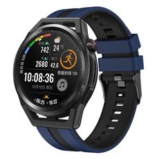 Per Huawei Watch GT Runner 22mm cinturino sportivo in silicone bicolore (blu + nero)