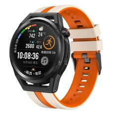 Per Huawei Watch GT Runner 22mm cinturino sportivo in silicone bicolore (Starlight + arancione)