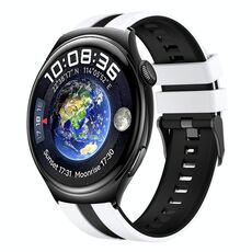 Per Huawei Watch 4 22mm cinturino sportivo in silicone bicolore (bianco + nero)