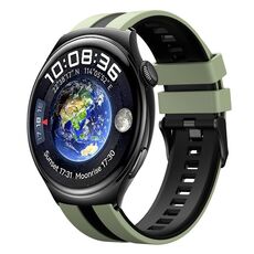 Per Huawei Watch 4 22mm cinturino sportivo in silicone bicolore (verde chiaro + nero)