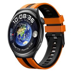 Per Huawei Watch 4 22mm cinturino sportivo in silicone bicolore (arancione + nero)