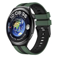 Per Huawei Watch 4 22mm cinturino sportivo in silicone bicolore (verde oliva + nero)