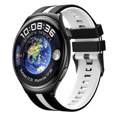 Per Huawei Watch 4 22mm cinturino sportivo in silicone bicolore (nero + bianco)