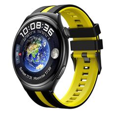 Per Huawei Watch 4 22mm cinturino sportivo in silicone bicolore (nero + giallo)