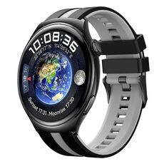 Per Huawei Watch 4 22mm cinturino sportivo in silicone bicolore (nero + grigio)