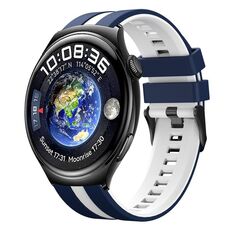 Per Huawei Watch 4 22mm cinturino sportivo in silicone bicolore (blu + bianco)