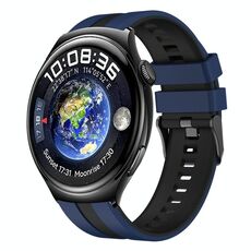 Per Huawei Watch 4 22mm cinturino sportivo in silicone bicolore (blu + nero)