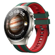Per Huawei Watch 4 Pro 22mm cinturino sportivo in silicone bicolore (verde + rosso)
