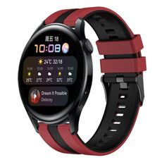 Per Huawei Watch 3 22mm cinturino sportivo in silicone bicolore (rosso + nero)