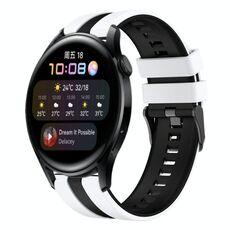 Per Huawei Watch 3 22mm cinturino sportivo in silicone bicolore (bianco + nero)