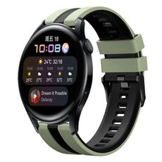 Per Huawei Watch 3 22mm cinturino sportivo in silicone bicolore (verde chiaro + nero)