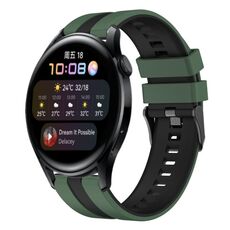 Per Huawei Watch 3 22mm cinturino sportivo in silicone bicolore (verde oliva + nero)