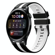 Per Huawei Watch 3 22mm cinturino sportivo in silicone bicolore (nero + bianco)