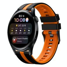 Per Huawei Watch 3 22mm Cinturino sportivo in silicone bicolore (nero+arancione)