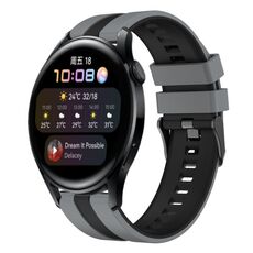 Per Huawei Watch 3 22mm cinturino sportivo in silicone bicolore (grigio + nero)
