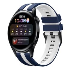 Per Huawei Watch 3 22mm cinturino sportivo in silicone bicolore (blu + bianco)
