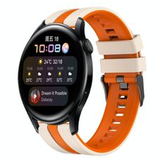 Per Huawei Watch 3 22mm cinturino sportivo in silicone bicolore (Starlight + arancione)
