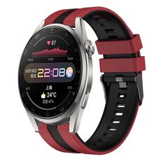Per Huawei Watch 3 Pro 22mm cinturino sportivo in silicone bicolore (rosso + nero)
