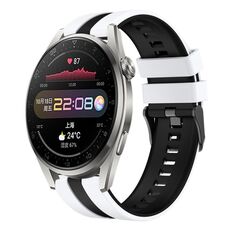 Per Huawei Watch 3 Pro 22mm cinturino sportivo in silicone bicolore (bianco + nero)