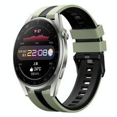 Per Huawei Watch 3 Pro 22mm cinturino sportivo in silicone bicolore (verde chiaro + nero)